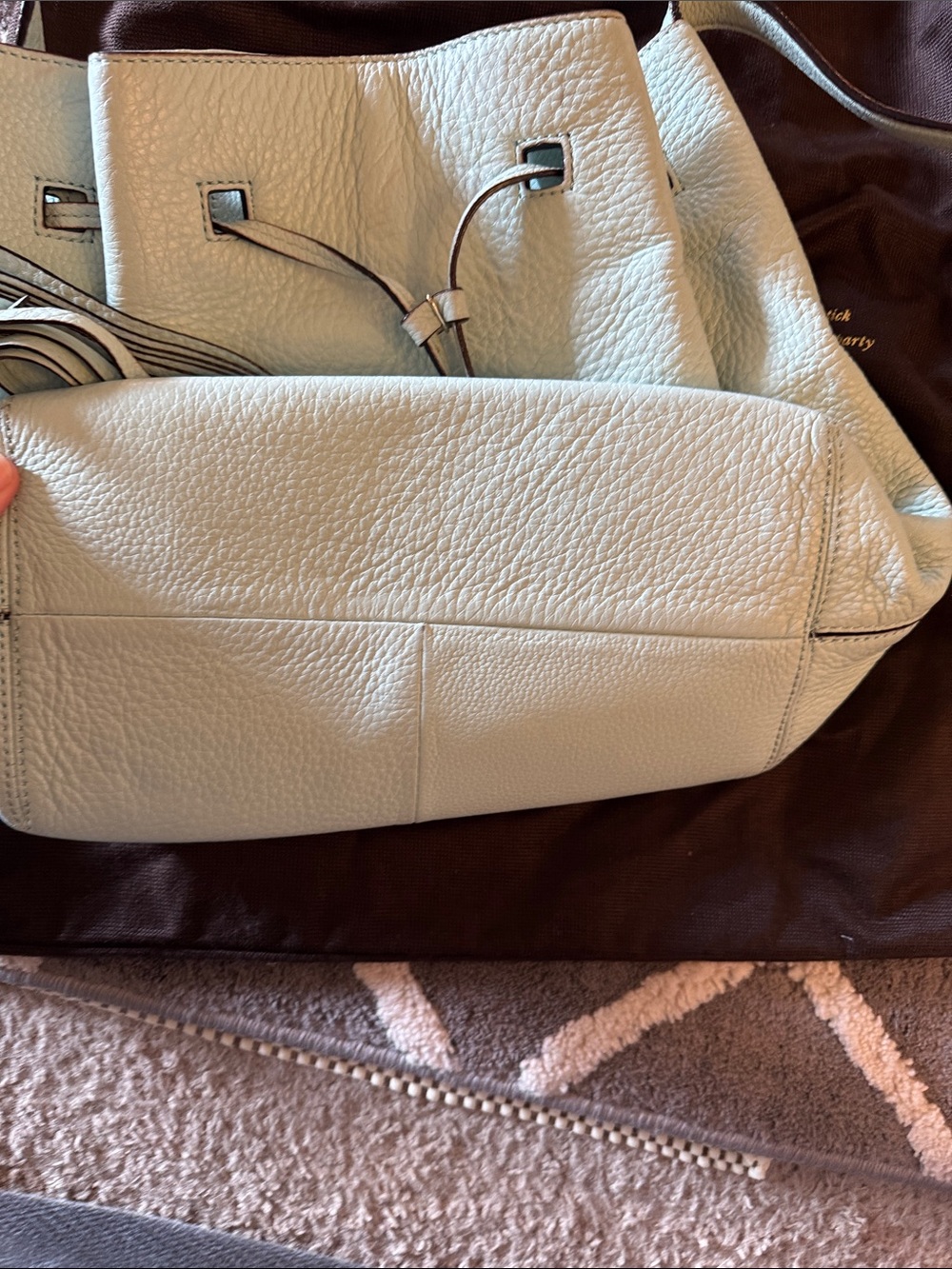kate spade Light Blue Pebbled Leather Drawstring Shoulder Bag - Picture 4 of 5